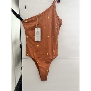 NWT Desert Dreamer Orange 1 Piece Asymmetric Ribbed Bathing  Women's Size  (M)